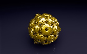 3D bola de oro, fondo negro