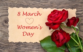 8 de marzo Día de la Mujer, flores rosas rojas HD fondos de pantalla