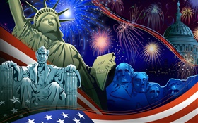 Día de la Independencia de América, el tema de los cuadros del arte, vector HD fondos de pantalla