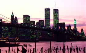 Americana torres gemelas, la noche, las luces HD fondos de pantalla