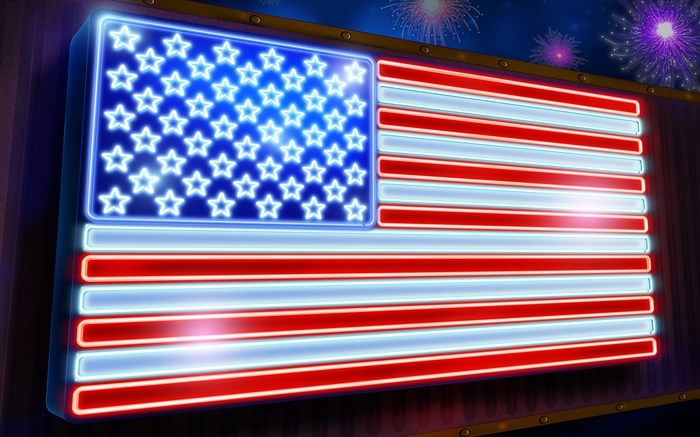 bandera americana, barras y estrellas, neón Fondos de pantalla, imagen