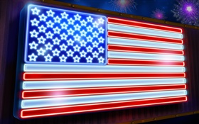 bandera americana, barras y estrellas, neón HD fondos de pantalla