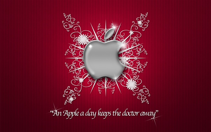 logotipo de la manzana, flores, fondo rojo Fondos de pantalla, imagen