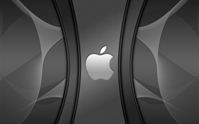 logotipo de la manzana, fondo de metal