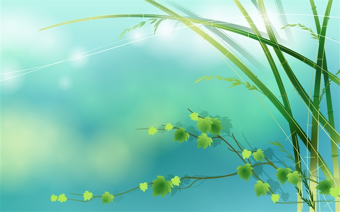 Bambú, verde, hojas, primavera, vector fotos Fondos de pantalla, imagen