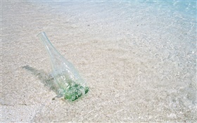 Playa, mar, agua, botellas de vidrio, Maldivas