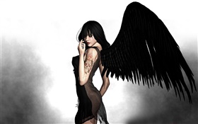 ángel, alas, fantasía niñas negras HD fondos de pantalla