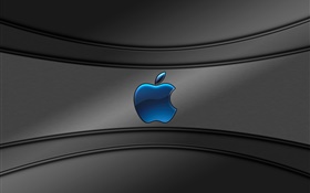 logotipo de Apple azul, fondo gris