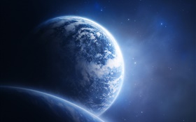 planetas azules y el espacio azul
