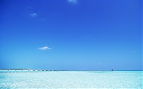 mar azul, embarcadero, Maldives HD fondos de pantalla