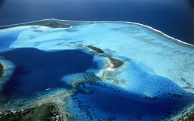 Bora Bora, Polinesia Francesa, recurso, playa, mar, vista desde arriba HD fondos de pantalla