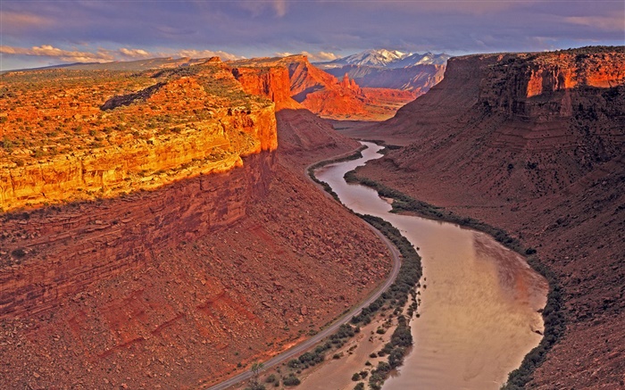 Cañón, río, rocas rojas, atardecer Fondos de pantalla, imagen