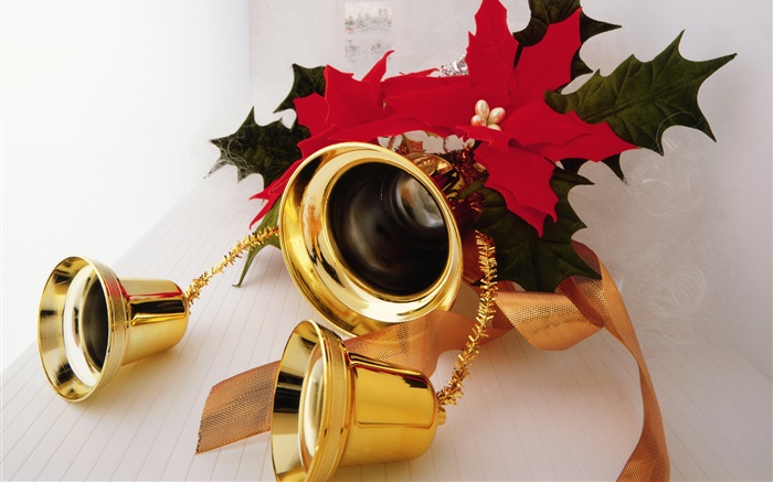 Navidad, campanas de color oro Fondos de pantalla, imagen