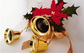 Navidad, campanas de color oro HD fondos de pantalla