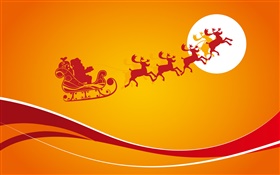 Navidad, temáticas imágenes, fondo anaranjado, luna, vector HD fondos de pantalla
