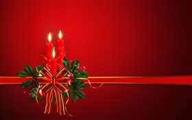 Con temas de Navidad, cinta, velas, fondo rojo