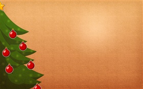 Árbol de Navidad, bolas rojas, fondo naranja HD fondos de pantalla