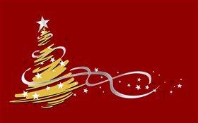 árbol de navidad, de forma sencilla, fondo rojo HD fondos de pantalla