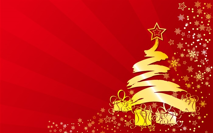 árbol de navidad, estrellas, regalos, color oro, imágenes vectoriales Fondos de pantalla, imagen