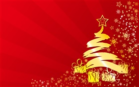 árbol de navidad, estrellas, regalos, color oro, imágenes vectoriales HD fondos de pantalla