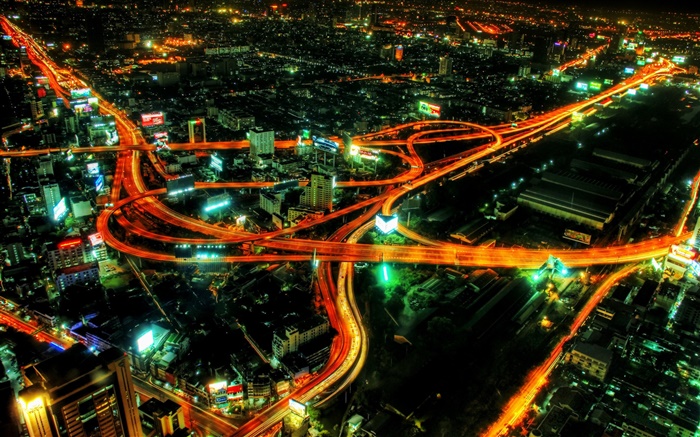 tráfico de la ciudad, líneas de luces, noche hermosa Fondos de pantalla, imagen
