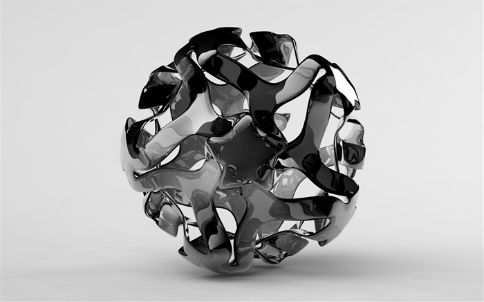 3D bola creativa, blanco y negro Fondos de pantalla, imagen