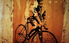 pintura creativa, bicicleta, pared HD fondos de pantalla