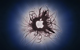 Creativas imágenes, curvas, logotipo blanco de Apple