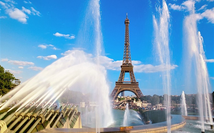 Torre Eiffel, Francia, París, fuente, agua Fondos de pantalla, imagen