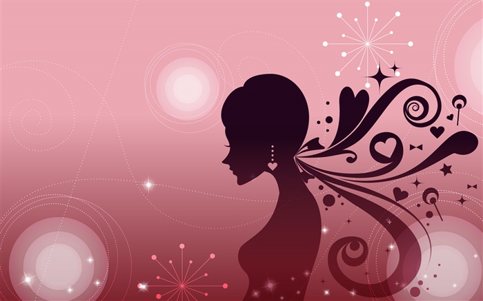 Moda Vector de la muchacha, estilo de pelo, fondo de color rosa Fondos de pantalla, imagen