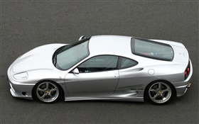 Ferrari F430 súper blanca vista desde arriba