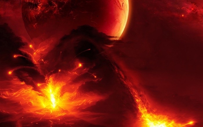 planeta de fuego, las llamas en erupción Fondos de pantalla, imagen