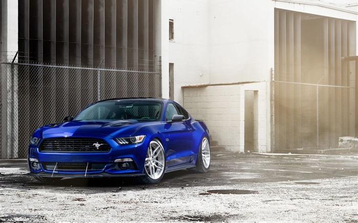 Ford Mustang GT coche azul vista frontal Fondos de pantalla, imagen