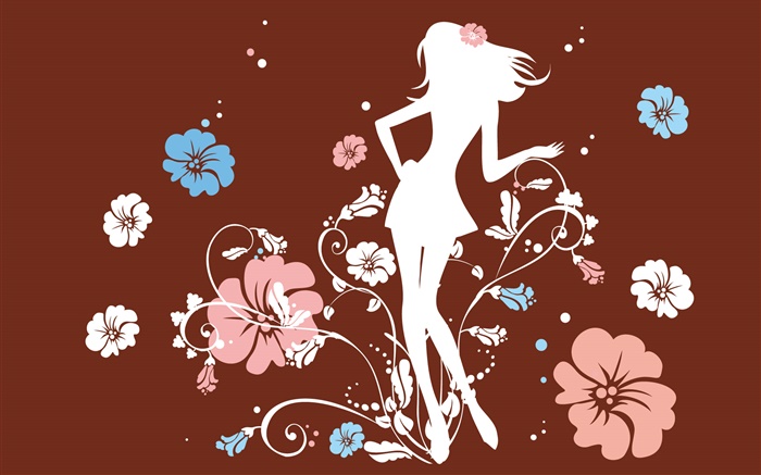 La muchacha en las flores, diseño del vector Fondos de pantalla, imagen