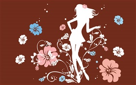 La muchacha en las flores, diseño del vector HD fondos de pantalla