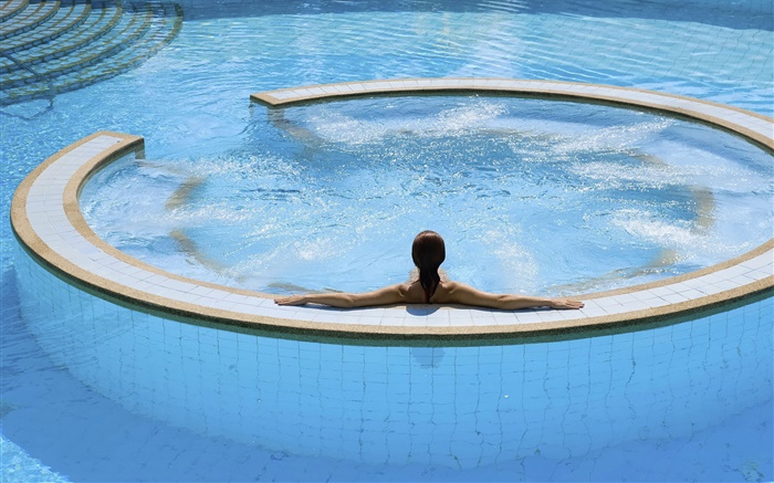 Chica, verano, piscina de natación Fondos de pantalla, imagen