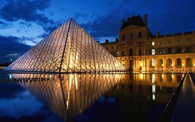 pirámide de cristal, Francia, Louvre HD fondos de pantalla