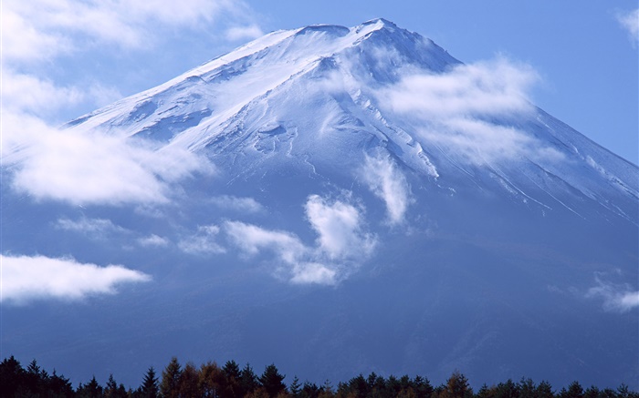 Gran montaña, el Monte Fuji, Japón, nubes Fondos de pantalla, imagen