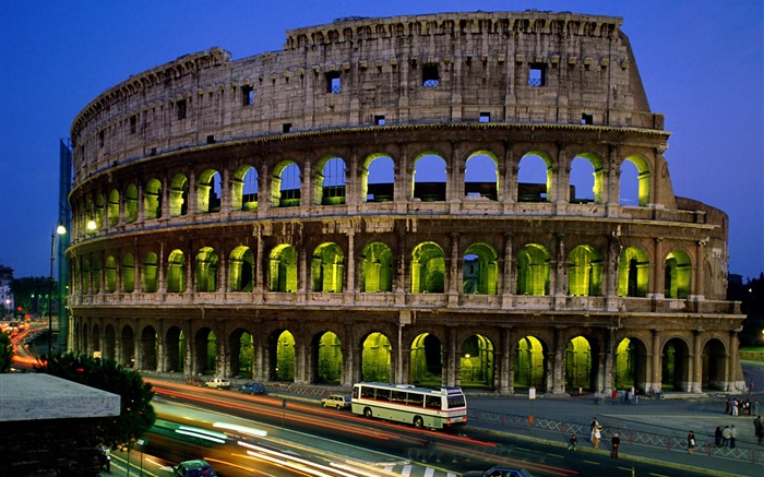 Italia Coliseo Romano en la noche Fondos de pantalla, imagen