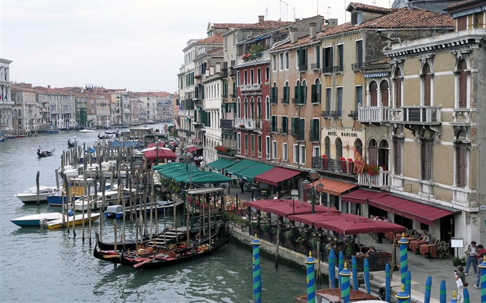 Italia, Venecia, barcos, río, casas Fondos de pantalla, imagen