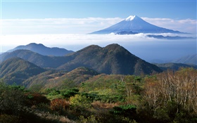 Japón paisaje de la naturaleza, el Monte Fuji, montañas, nubes