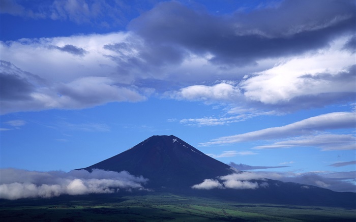 paisaje de la naturaleza de Japón, el monte Fuji, cielo azul, nubes Fondos de pantalla, imagen
