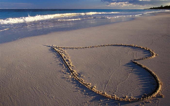 Corazones del amor, playa, mar Fondos de pantalla, imagen