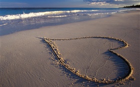 Corazones del amor, playa, mar HD fondos de pantalla