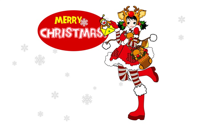 Feliz Navidad, colorido vestido de la muchacha, vector Fondos de pantalla, imagen