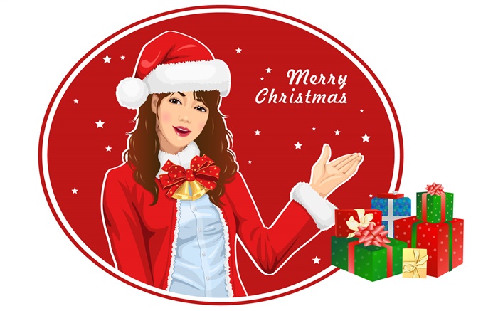 Feliz Navidad, muchacha, regalos, imágenes vectoriales Fondos de pantalla, imagen