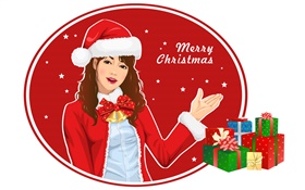 Feliz Navidad, muchacha, regalos, imágenes vectoriales HD fondos de pantalla