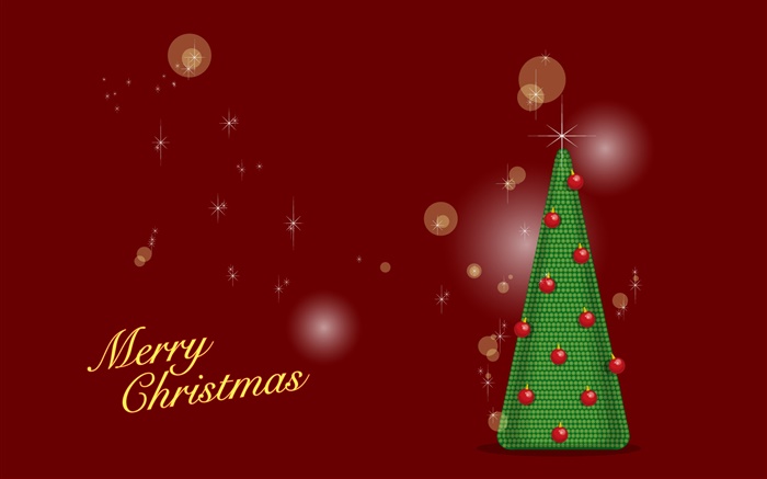 Feliz Navidad, árbol verde, fondo rojo, vector Fondos de pantalla, imagen