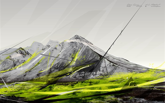 Montaña, de color verde, imágenes creativas Fondos de pantalla, imagen