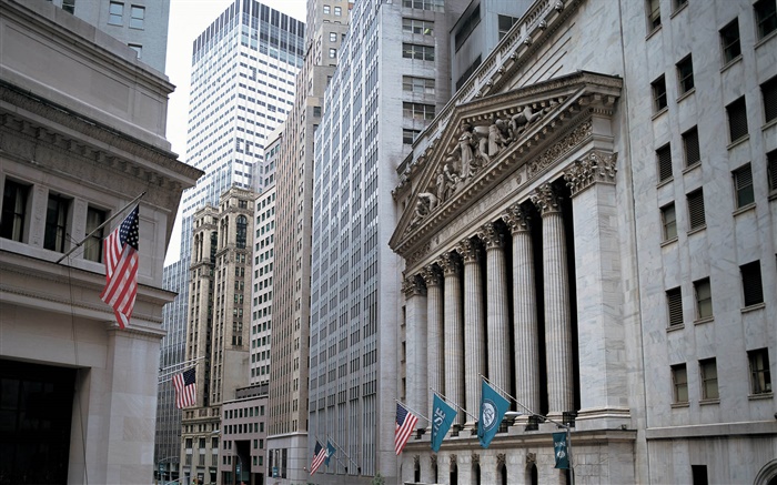 Bolsa de Nueva York, rascacielos, EE.UU. Fondos de pantalla, imagen